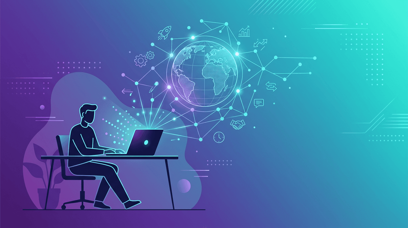 Illustration of remote product-management habits: strong leadership, organizational prowess, and effective communication